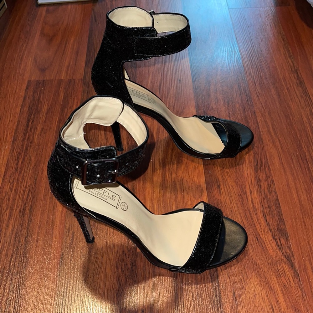 Truffle Collection Black Glitter 2-piece Sandal